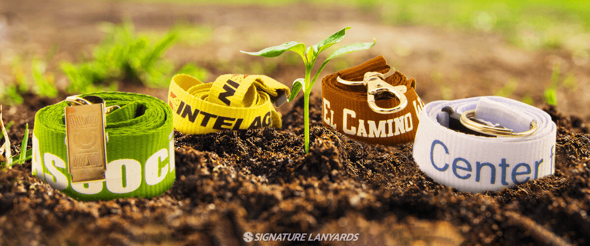 Biodegradable lanyards with custom imprinted designs