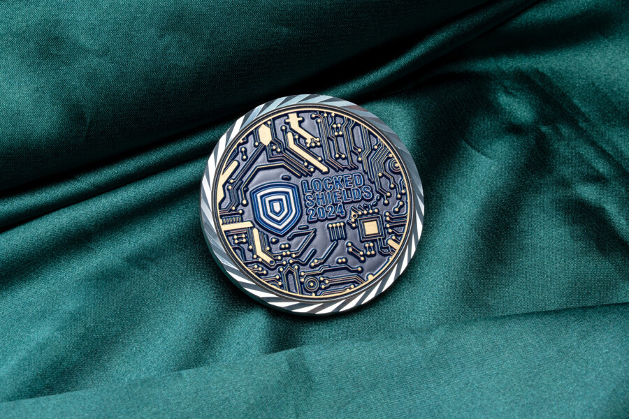 Challenge coin with an oblique edge